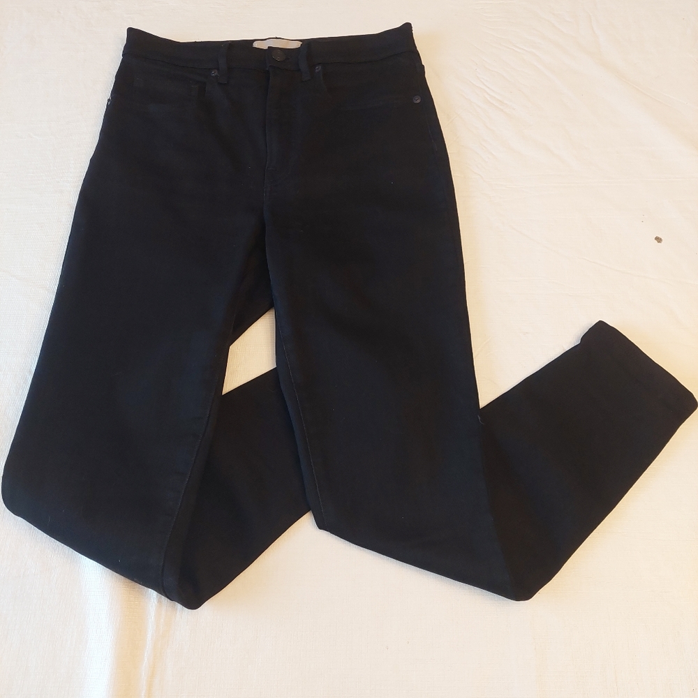 Everlane Black Rigid Premium Denim High Rise Ankle Crop Skinny Jeans Size 28 - Picture 10 of 13